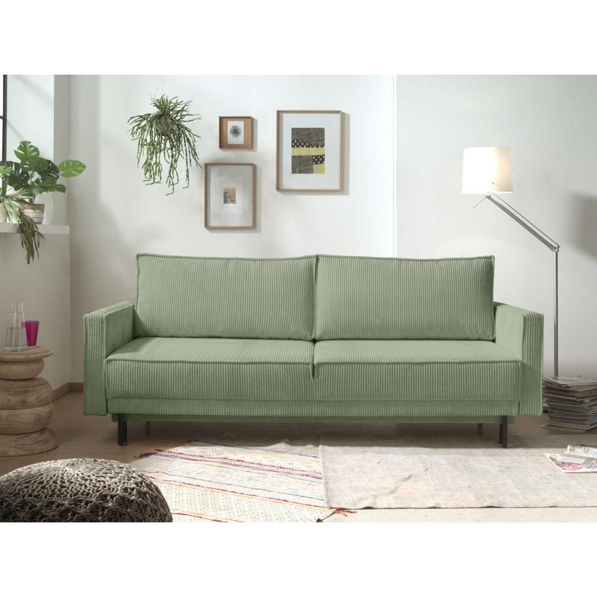 LISA DESIGN Charlie - canapé 3 places convertible avec coffre - en velours côtelé