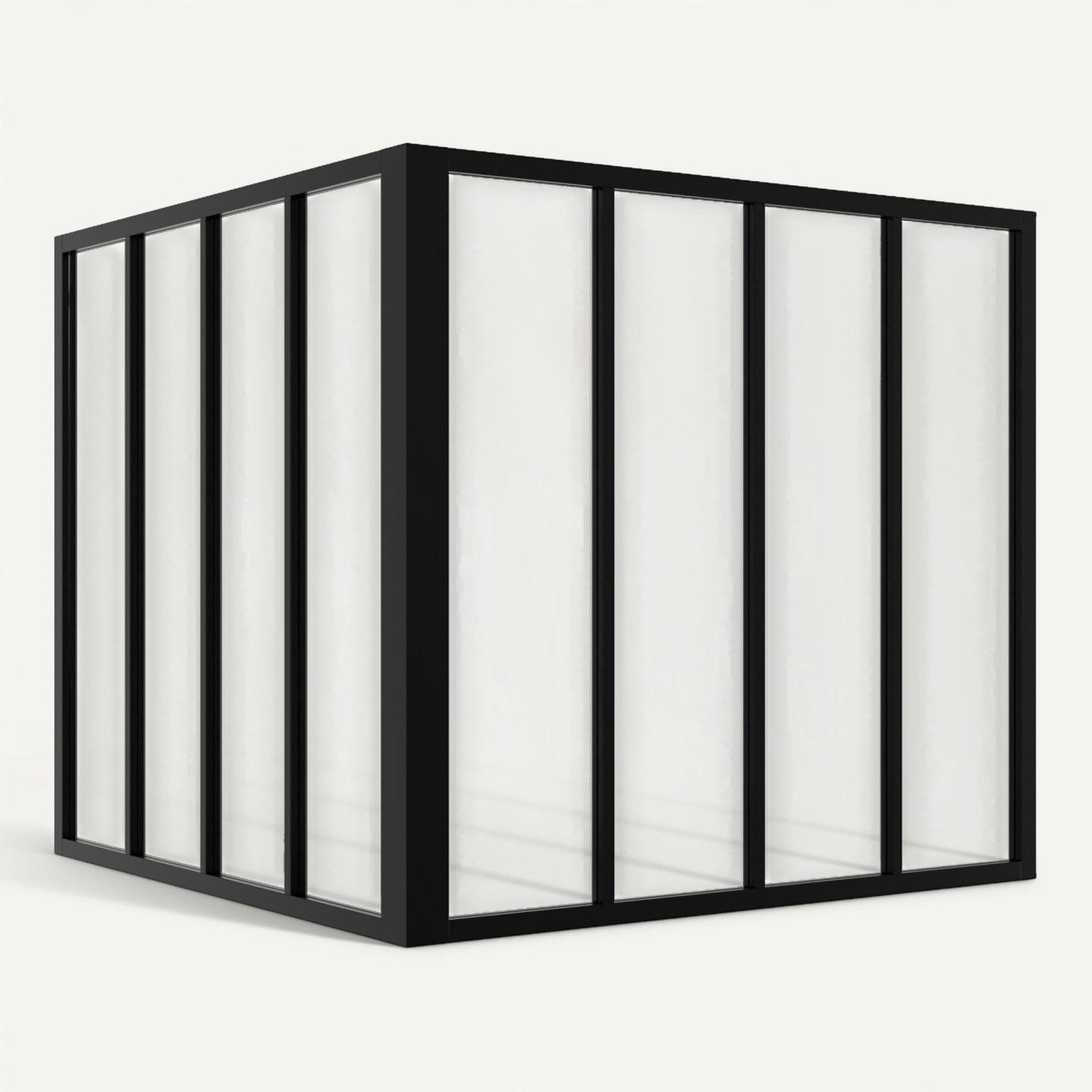 Voir la diapositive 6 : ID MARKET Verrière d'angle atelier 8 vitrages l. 116 x l.116 x h.108 cm en métal noir et verre trempé