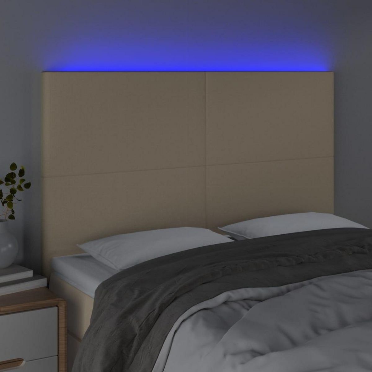 VIDAXL Tete de lit a LED Creme 144x5x118/128 cm Tissu