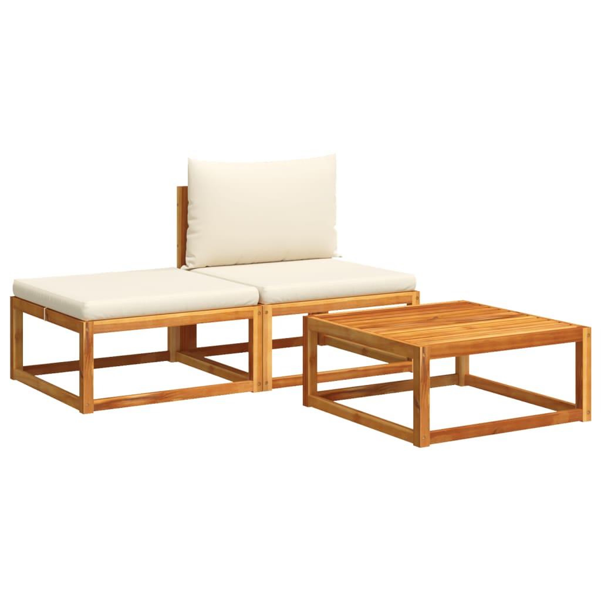 Voir la diapositive 2 : VIDAXL Salon de jardin avec coussins 3 pcs bois massif d'acacia