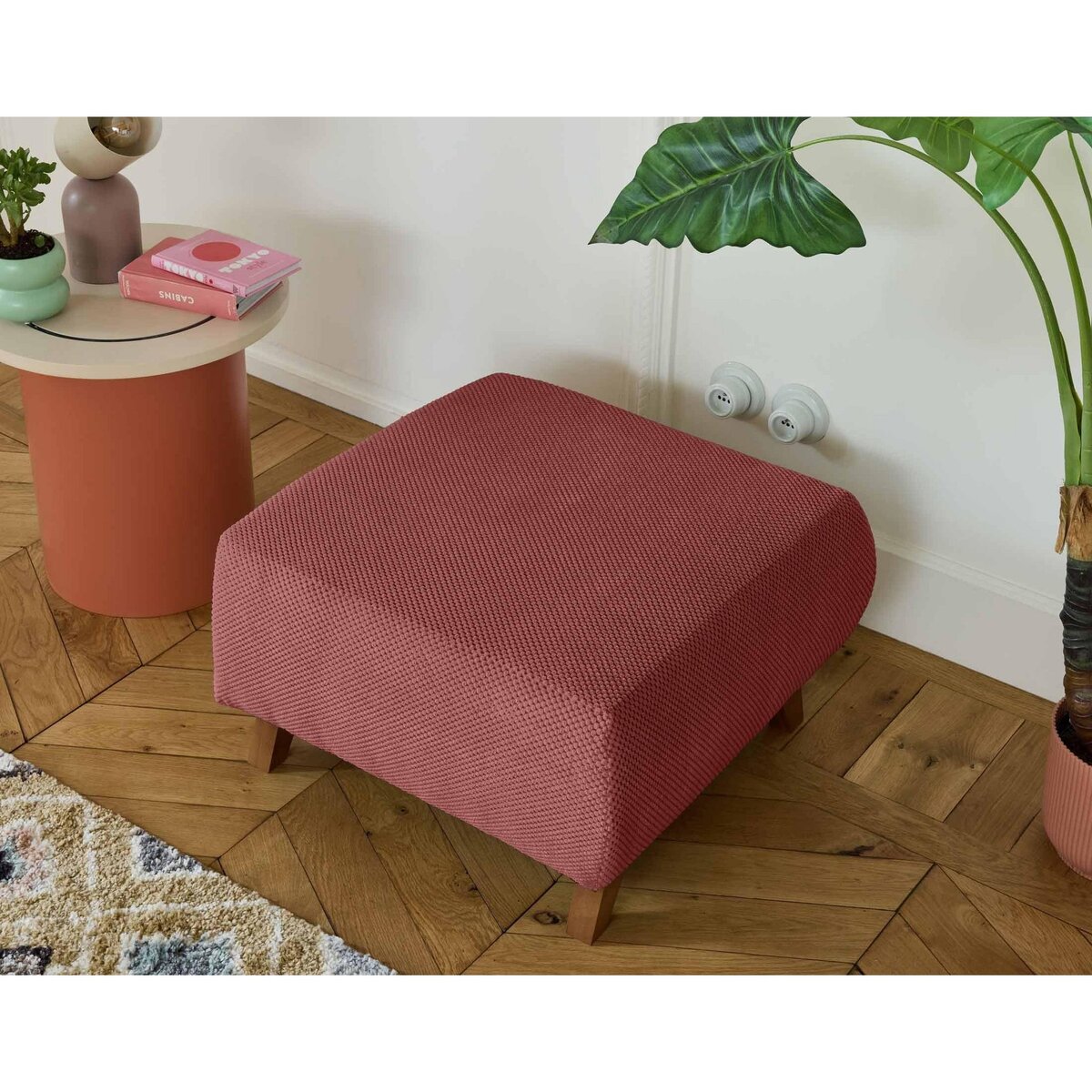 BEST MOBILIER Cristal - pouf modulable - 65 cm - en velours texturé