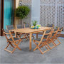 Voir la diapositive 2 : MARKET24 Ensemble repas de jardin 6 a 8 personnes - Table extensible 180/240 x 100 cm + 6 chaises assises textilene - Bois Eucalyptus FSC