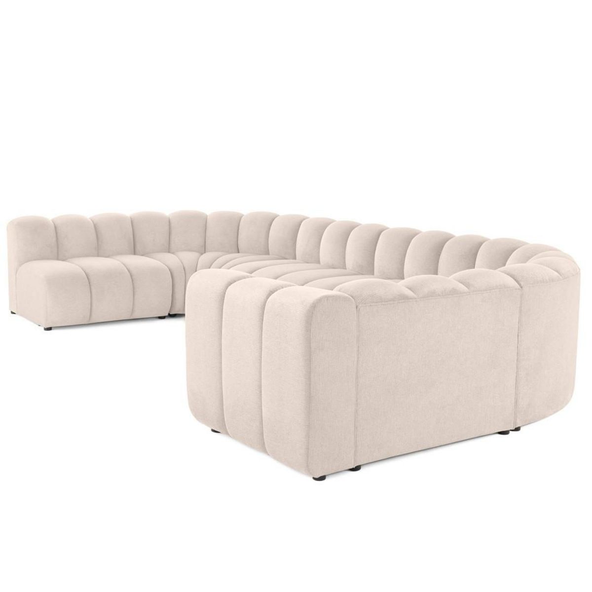 LISA DESIGN Debbie - canapé modulable panoramique d'angle gauche 7 places en tissu texturé