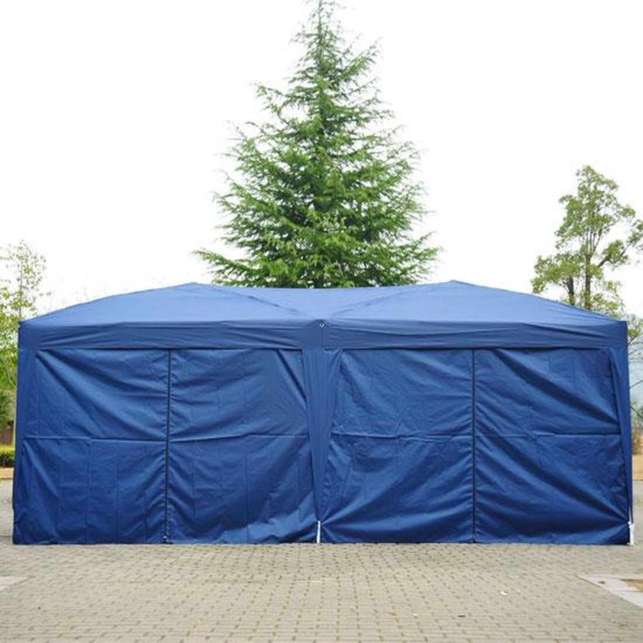 Voir la diapositive 4 : HOMCOM Tonnelle tente de reception pliante pavillon chapiteau barnum 5,91L x 2,97l x 2,55H cm bleu cote demontables