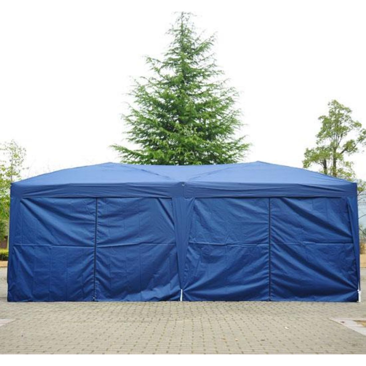 HOMCOM Tonnelle tente de reception pliante pavillon chapiteau barnum 5,91L x 2,97l x 2,55H cm bleu cote demontables