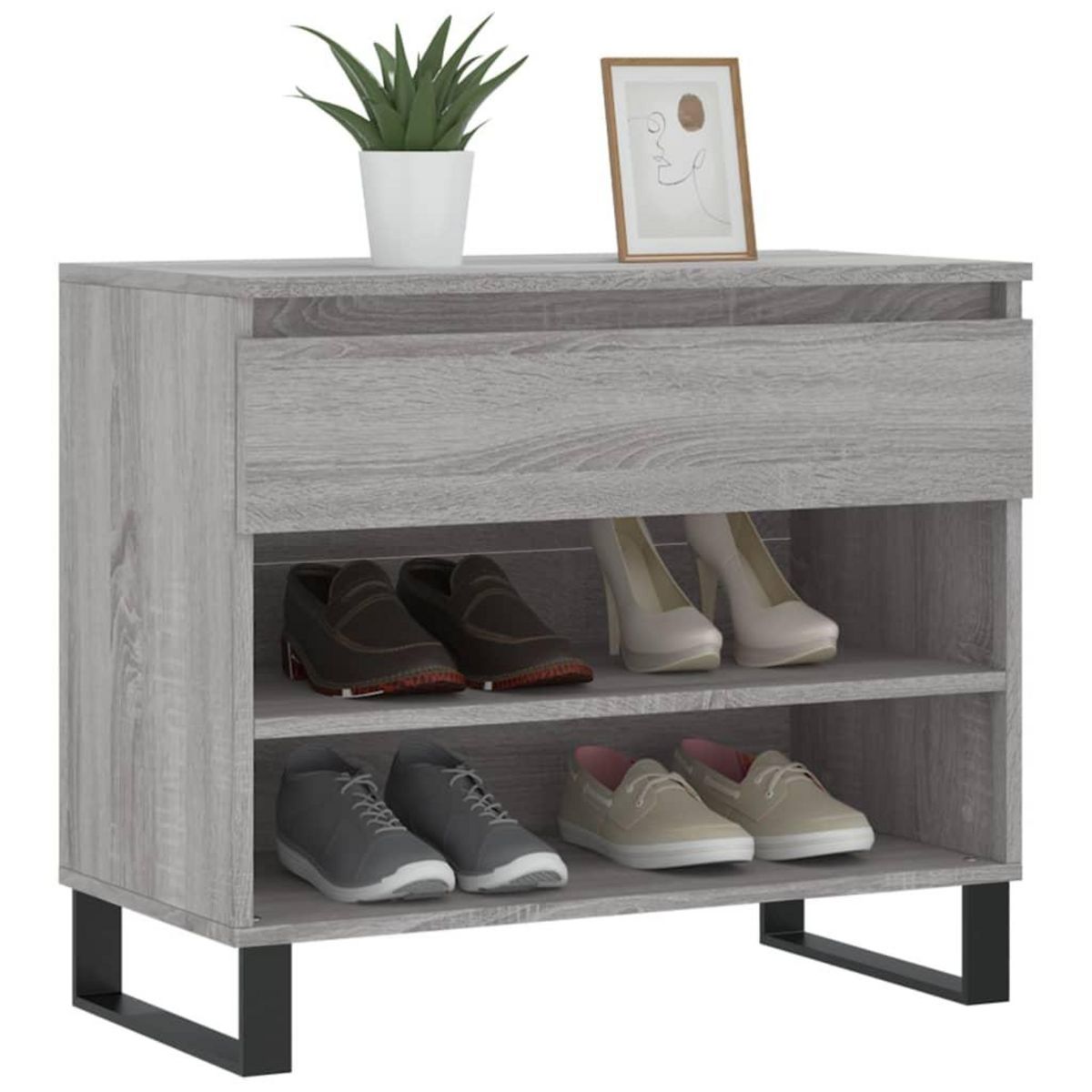 VIDAXL Armoire a chaussures Sonoma gris 70x36x60 cm Bois d'ingenierie