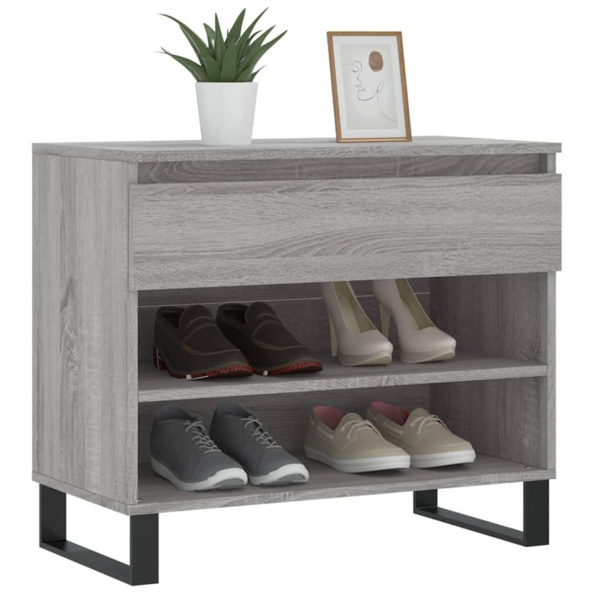 VIDAXL Armoire a chaussures Sonoma gris 70x36x60 cm Bois d'ingenierie