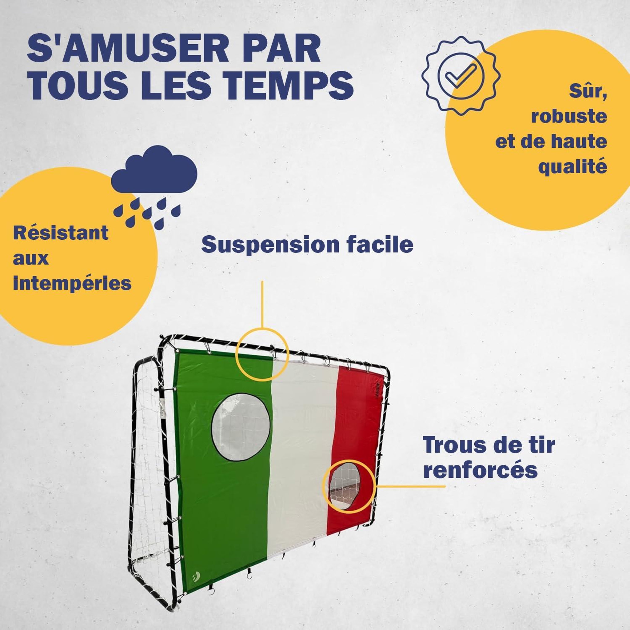 Voir la diapositive 5 : BEST SPORTING Cible de tir Italie 193 x 150 cm avec 2 trous de tir