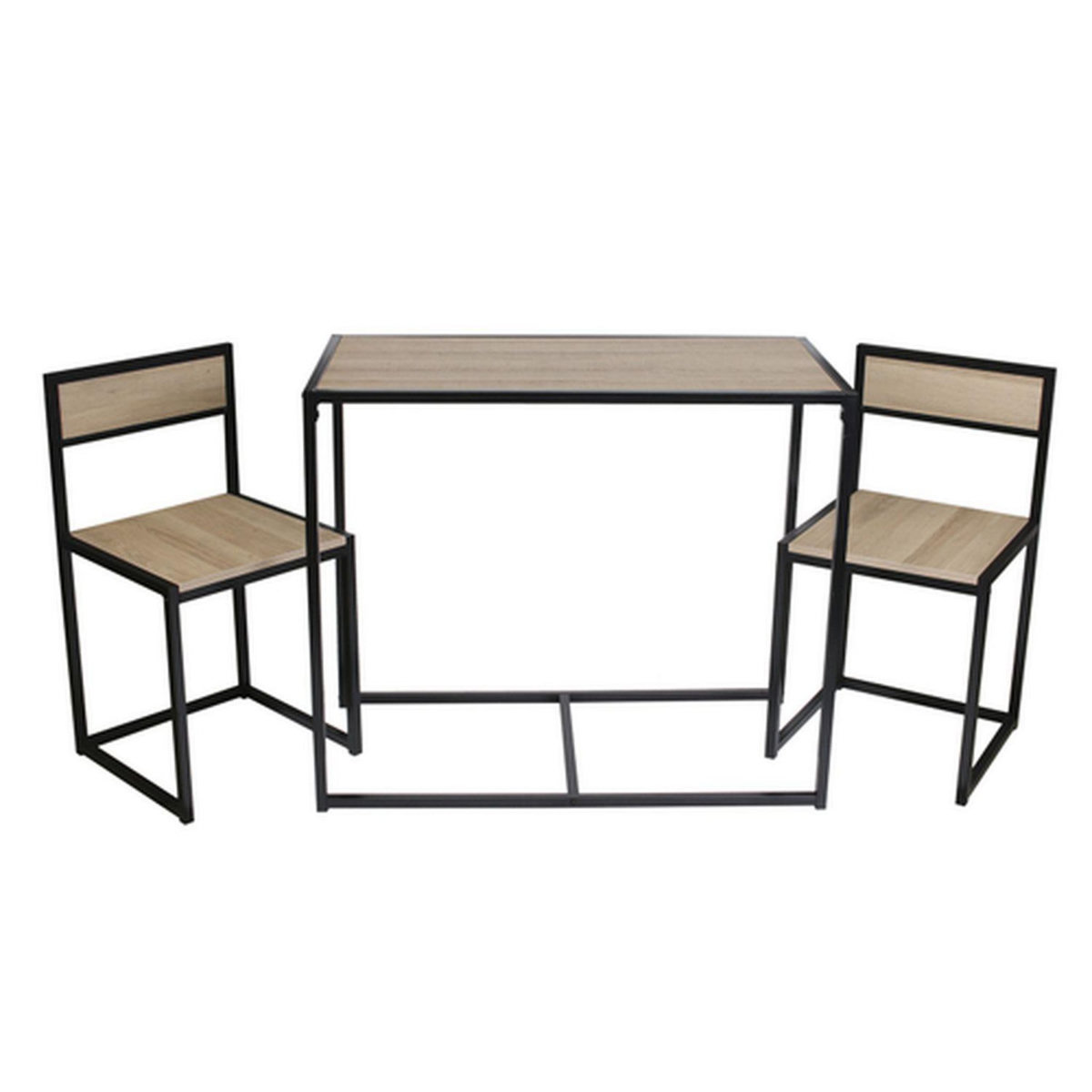 The Home Deco Factory Ensemble table et 2 chaises en MDF et Métal - Noir et Beige