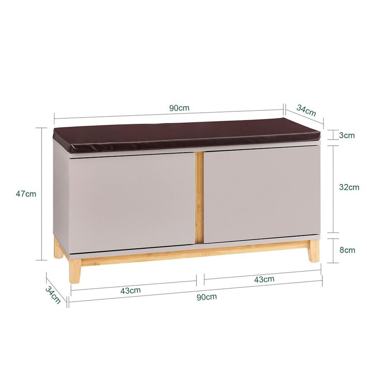 SOBUY SoBuy - Banc de rangement à chaussures avec deux portes - Nordique - FSR117