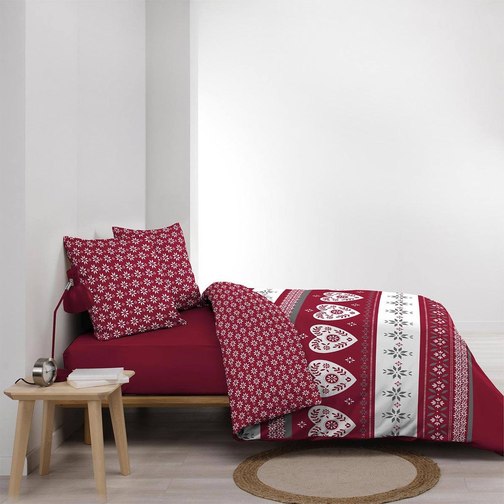 Voir la diapositive 3 : Douceur d'Intérieur Parure de lit 3 pièces  alpage  240x220cm rouge