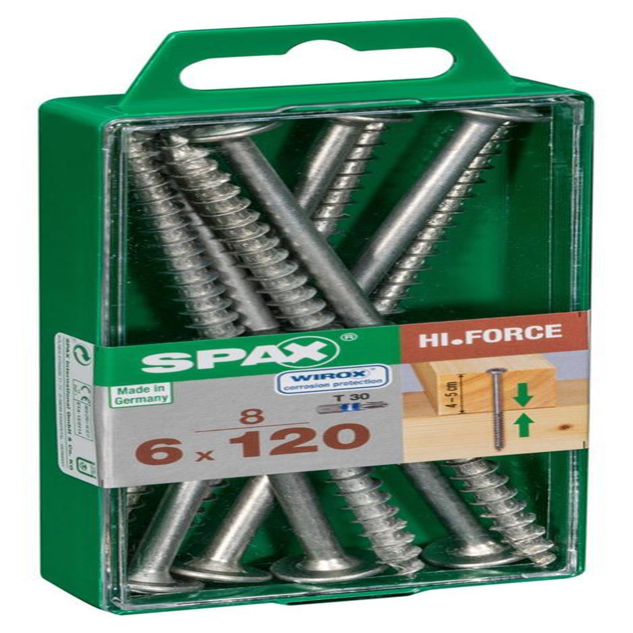 CENTRALE BRICO Lot de 8 vis acier tête fraisée bombée torx SPAX, Diam.6 mm x L.120 mm
