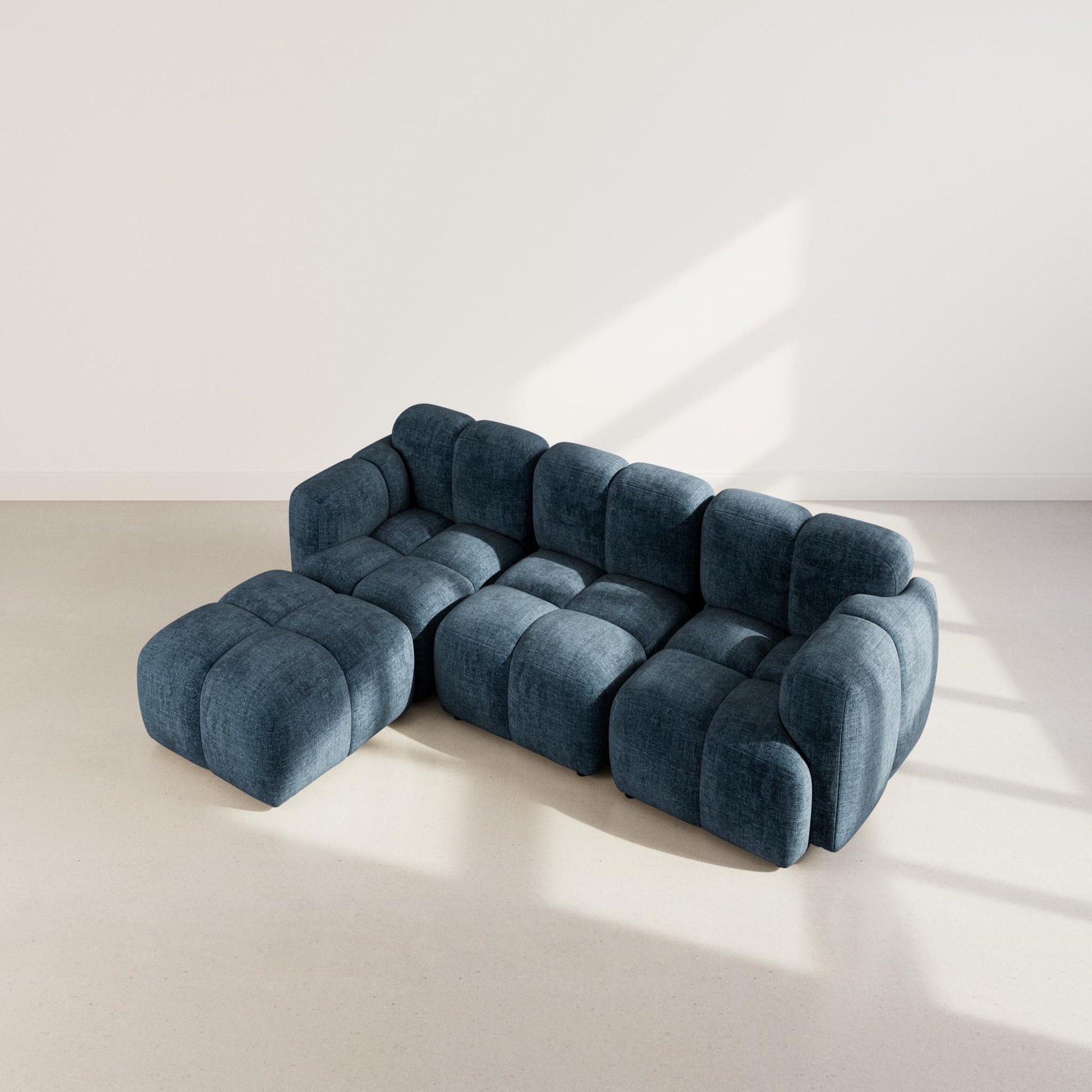 Voir la diapositive 3 : BEST MOBILIER Grace - canapé modulable d'angle réversible 4 places en velours texturé