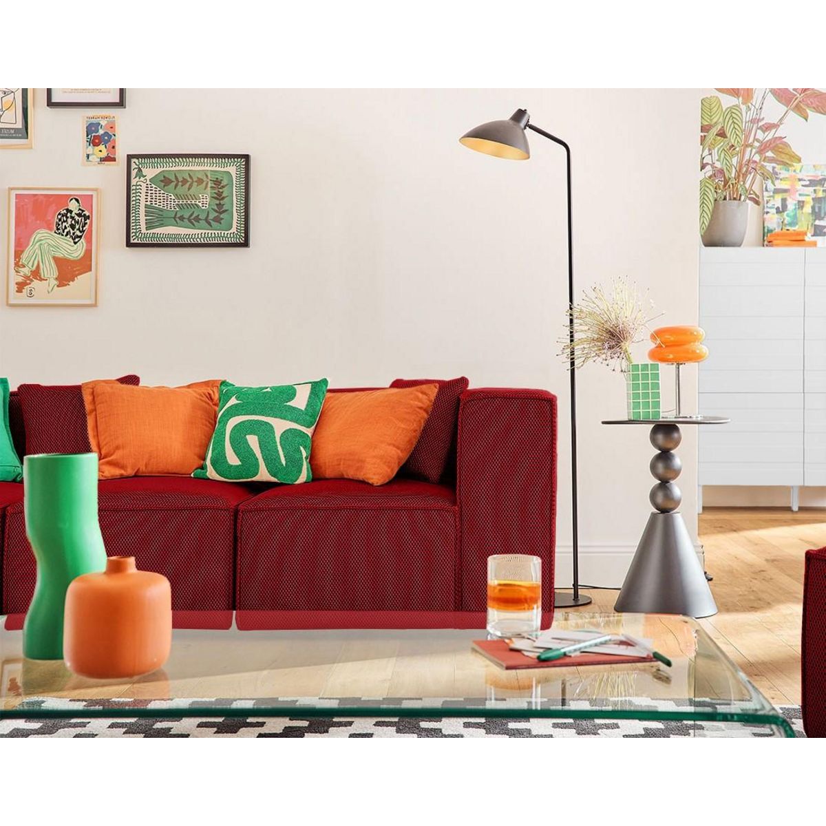 LISA DESIGN Arty - canapé modulable d'angle gauche 5 places - en tissu mailles 3d