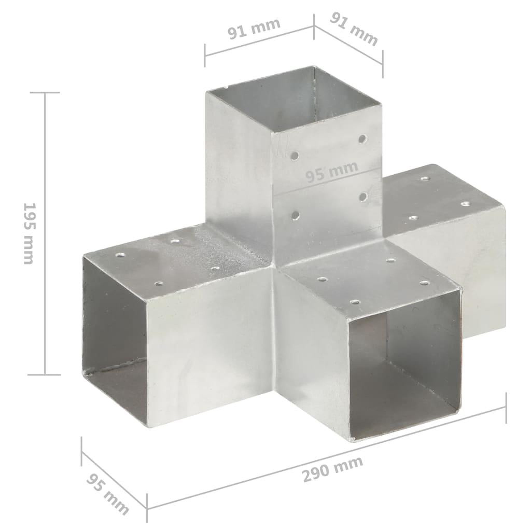 Voir la diapositive 6 : VIDAXL Connecteurs de poteau 4 pcs Forme en X Metal galvanise 91x91 mm