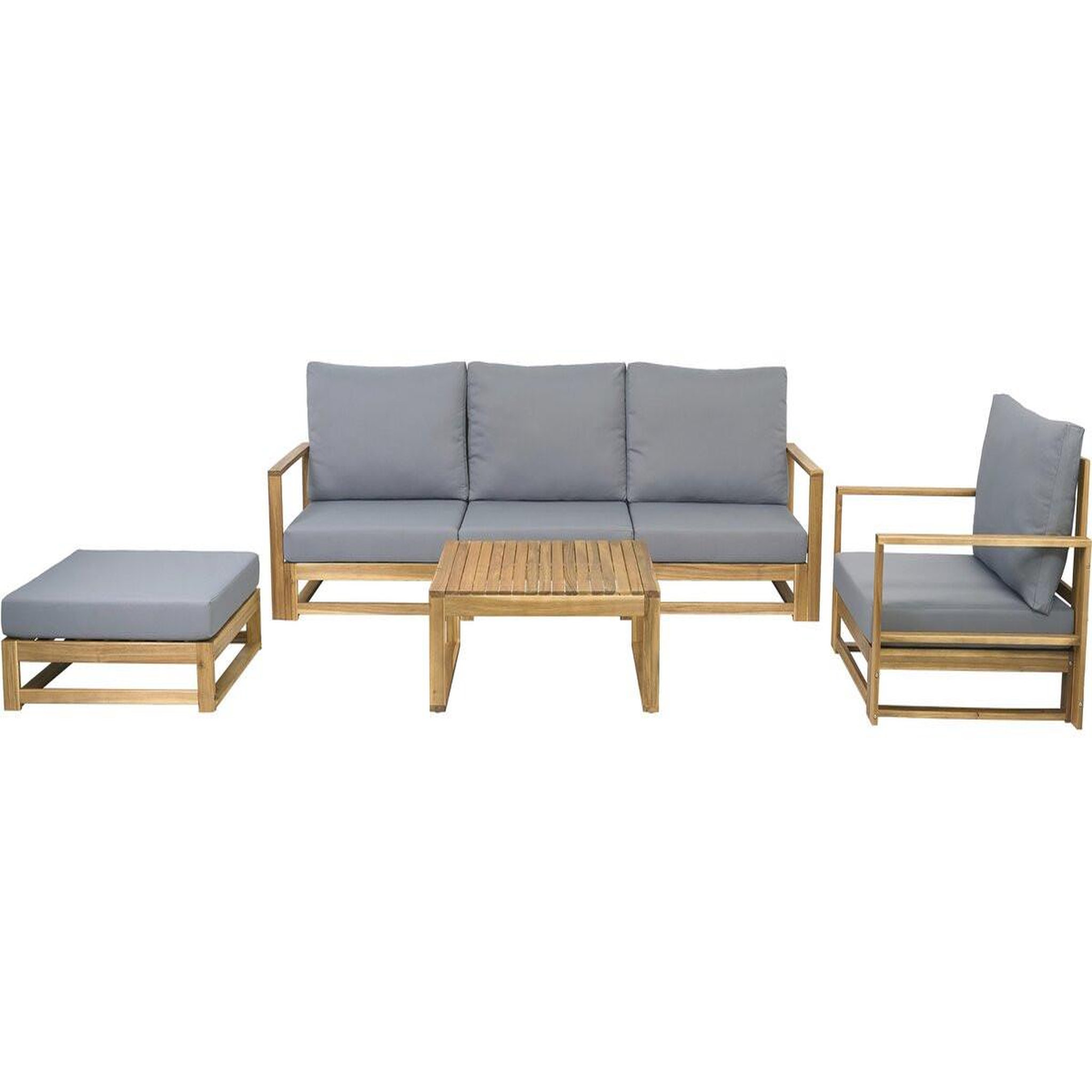 Habitat et Jardin Salon de jardin en bois d'acacia avec coussins  bellingham  - 5 places - gris
