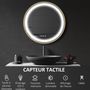 Voir la diapositive 5 : KLEANKIN Miroir rond LED tactile salle de bain dia. 60 cm - 3 couleurs température, affichage heure - alu doré