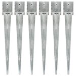 VIDAXL Piquets au sol 6 pcs Argente 12x12x89 cm Acier galvanise