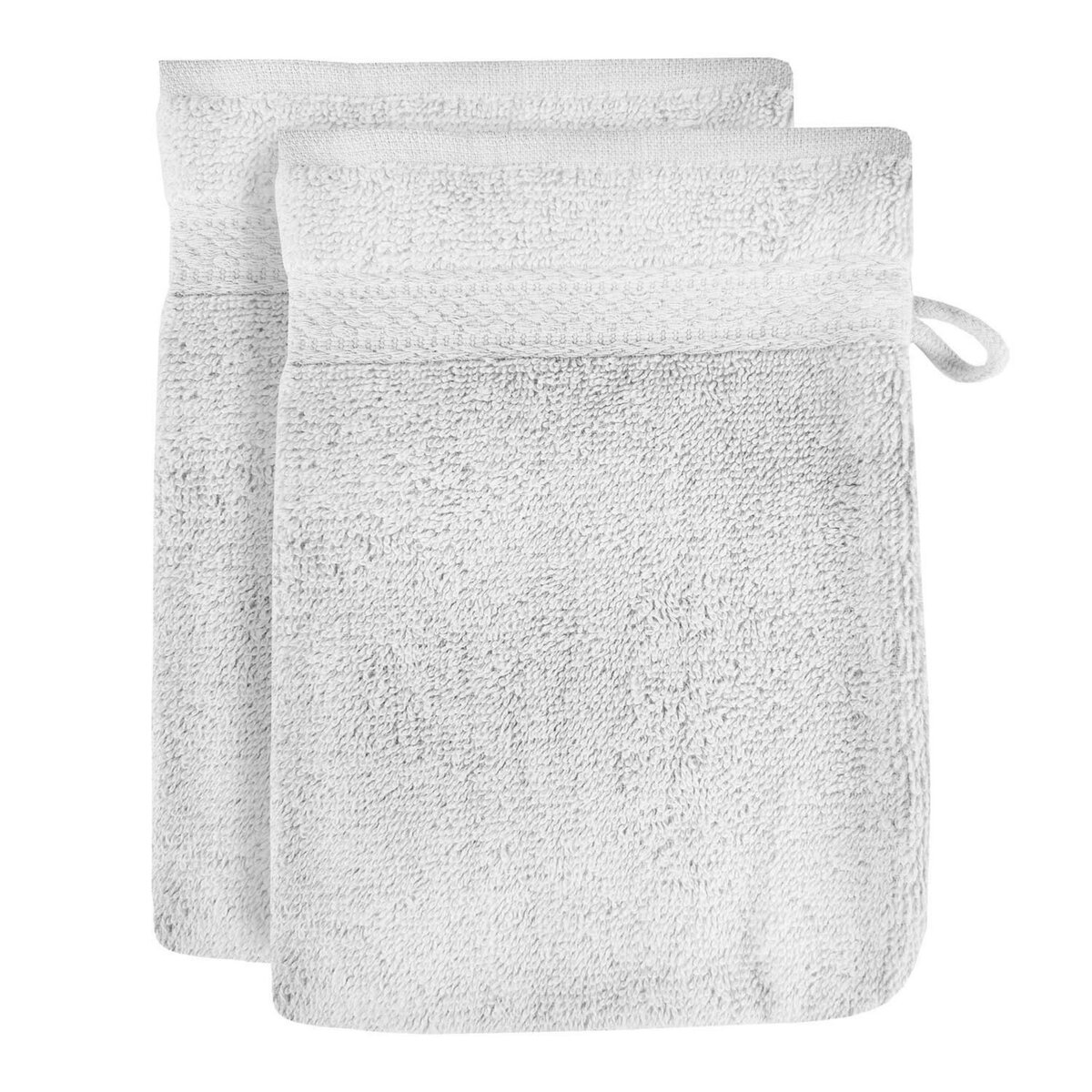 SOLEIL D'OCRE Lot de 2 gants de toilette en coton 500 gr/m2 16x21 cm LAGUNE blanc, par Soleil d'ocre
