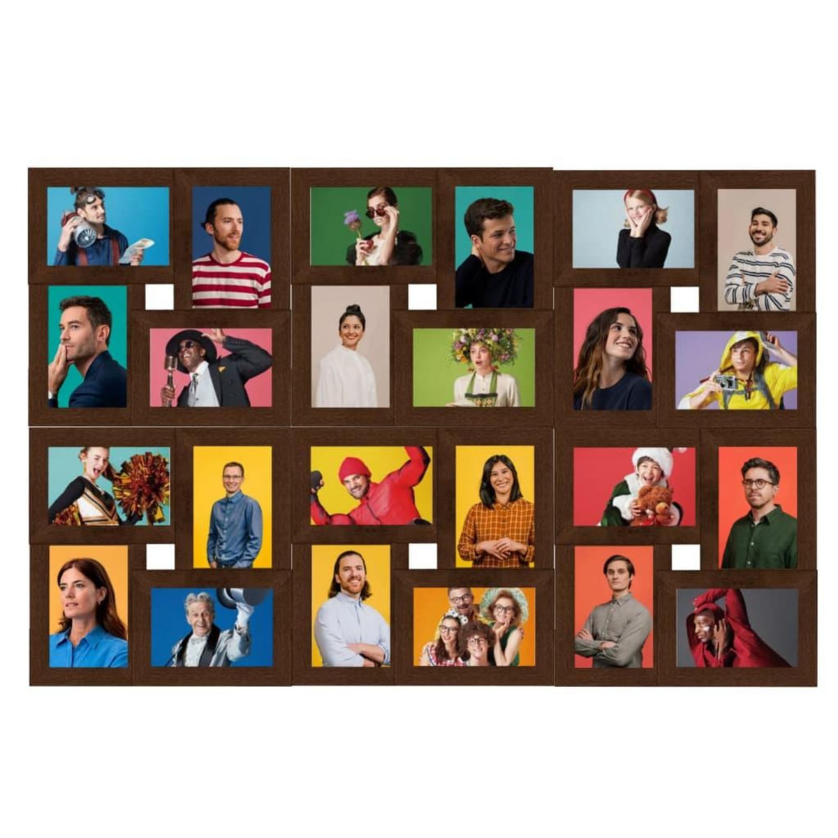 VIDAXL Collage de cadres photo de photo 24x(10x15 cm) Marron fonce MDF
