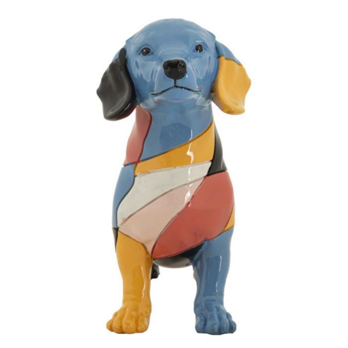 Paris Prix Statuette Déco Chien Teckel  Rubic  32cm Multicolore
