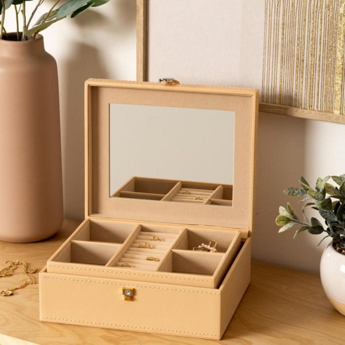 Paris Prix Boîte à Bijoux  Hanifa  23cm Beige