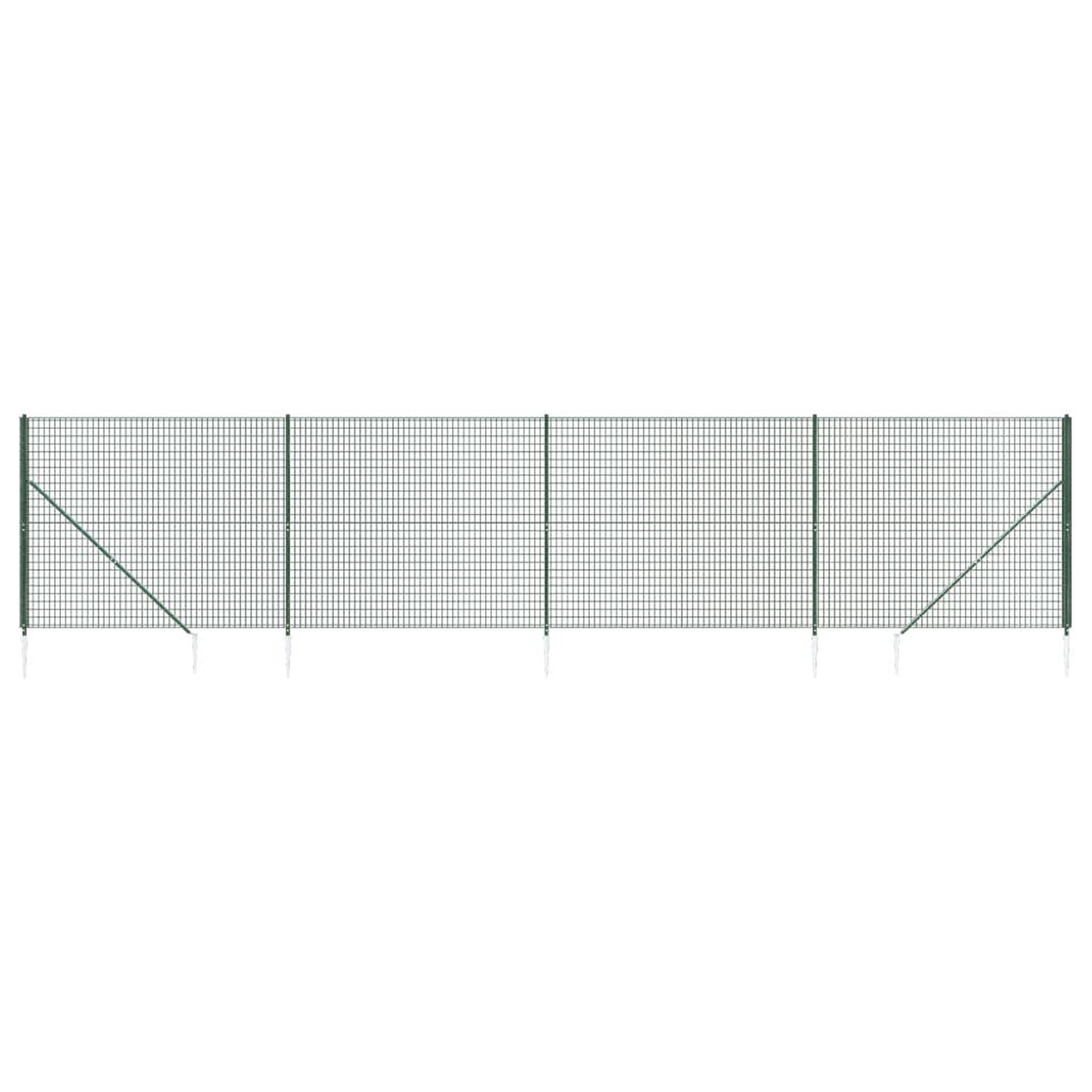 Voir la diapositive 2 : VIDAXL Cloture en treillis metallique et piquet d'ancrage vert 2x10m