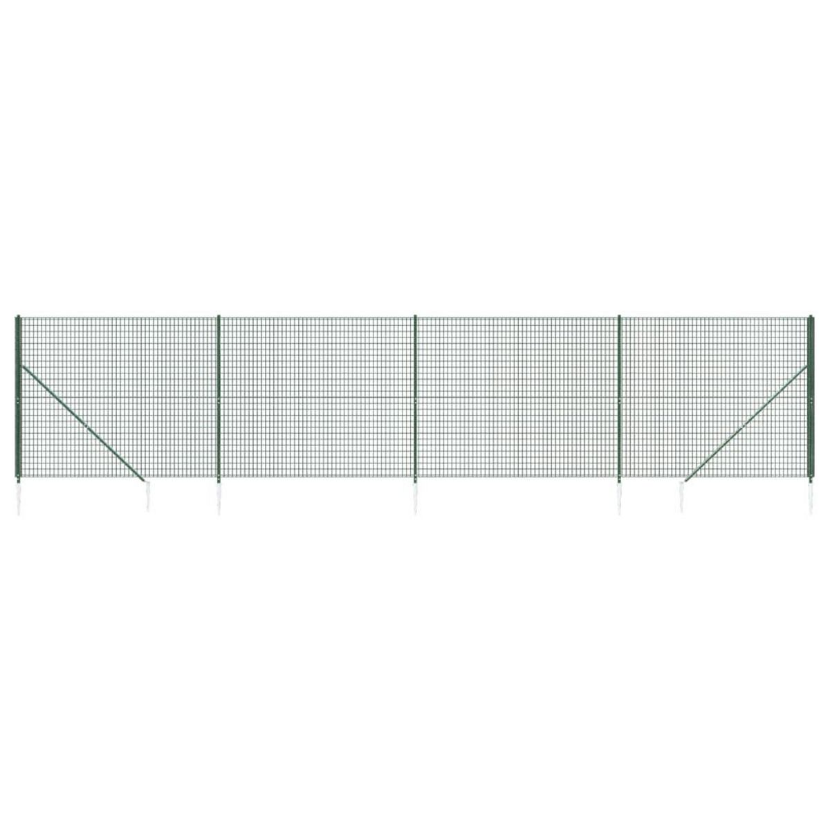 VIDAXL Cloture en treillis metallique et piquet d'ancrage vert 2x10m
