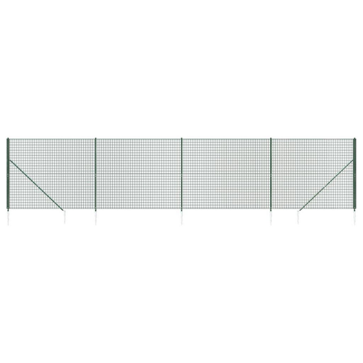VIDAXL Cloture en treillis metallique et piquet d'ancrage vert 2x10m