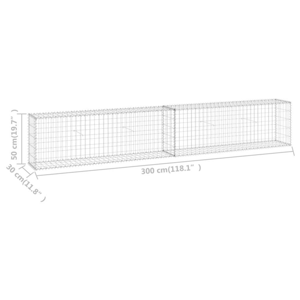 VIDAXL Mur en gabion avec couvercles Acier galvanise 300x30x50 cm