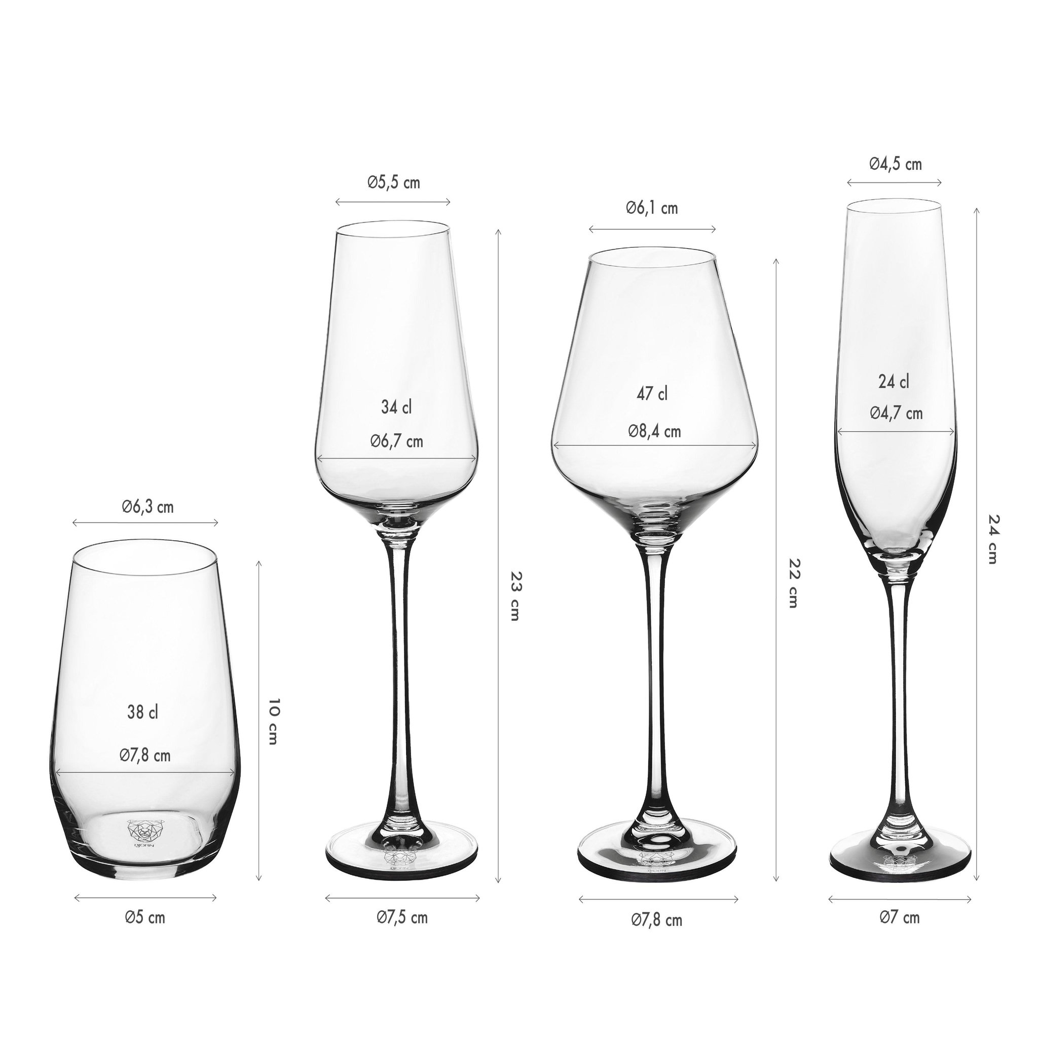 Voir la diapositive 3 : BJORN Set de verres complet lagom - 24 pièces