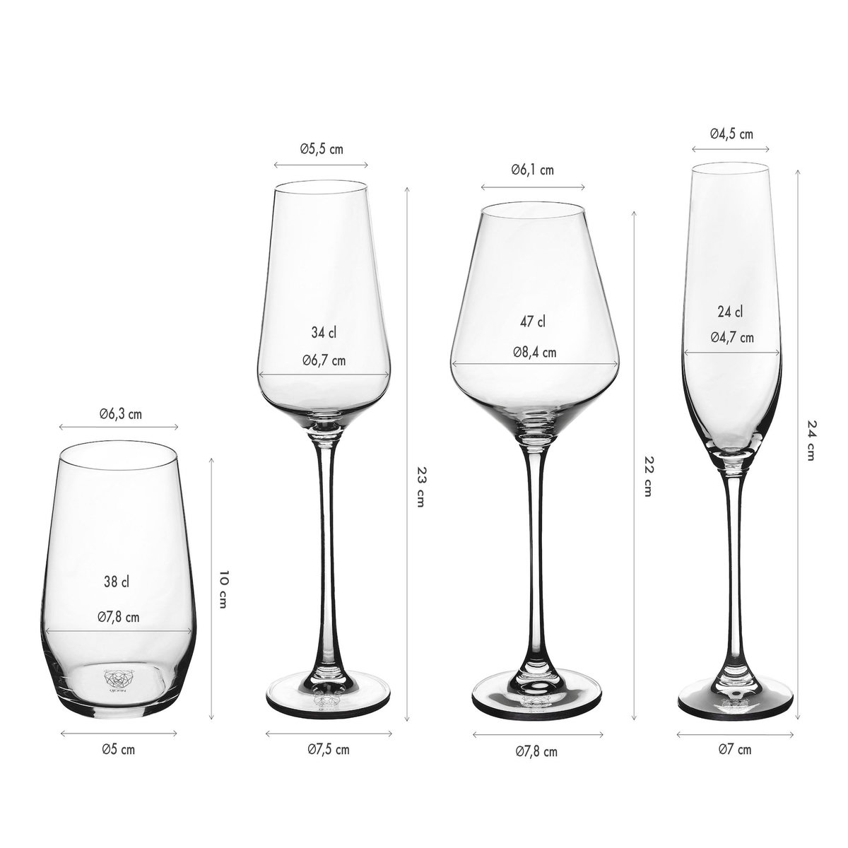 BJORN Set de verres complet LAGOM - 24 pièces