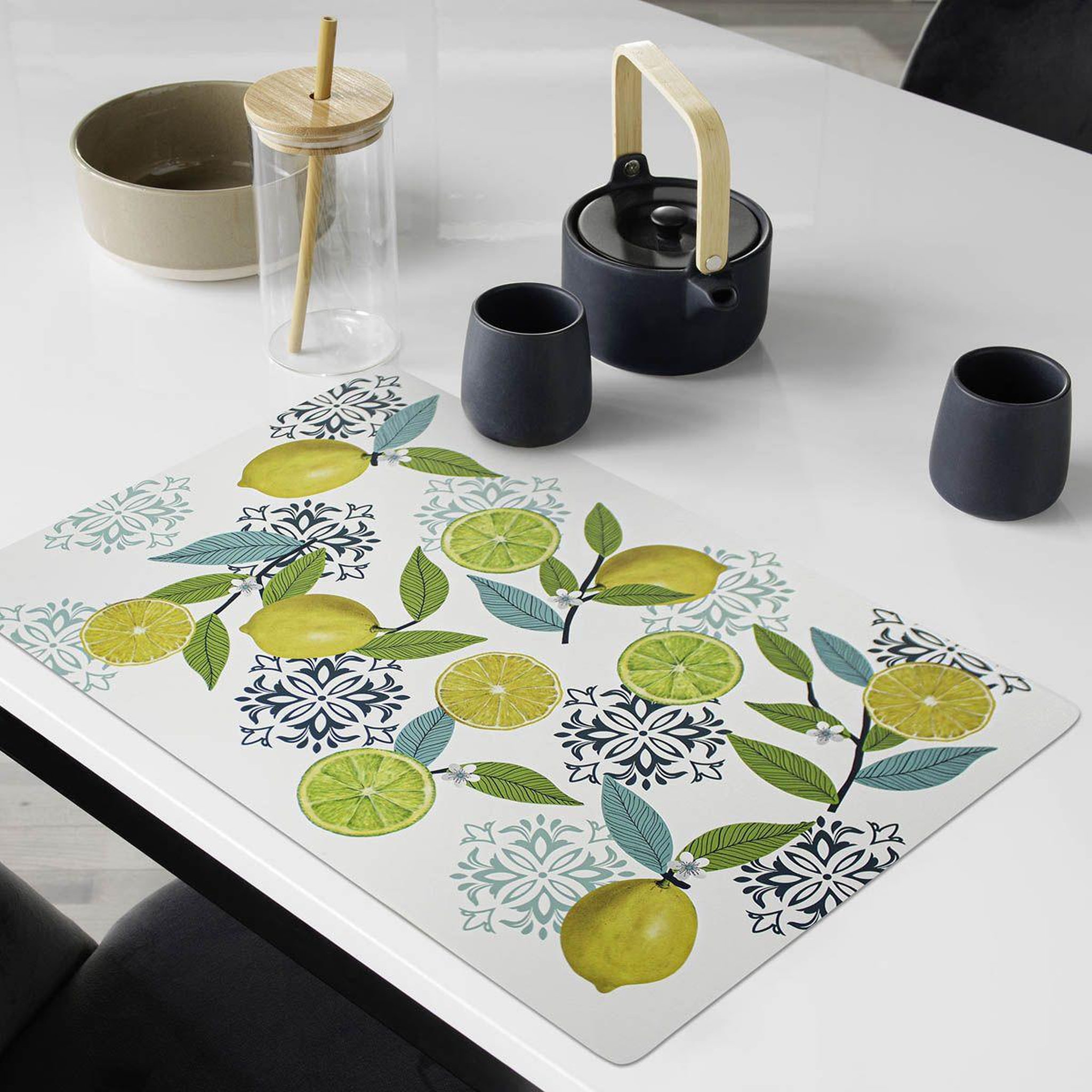 Voir la diapositive 2 : Douceur d'Intérieur Set de table déco imprimé  menton  28x44cm blanc