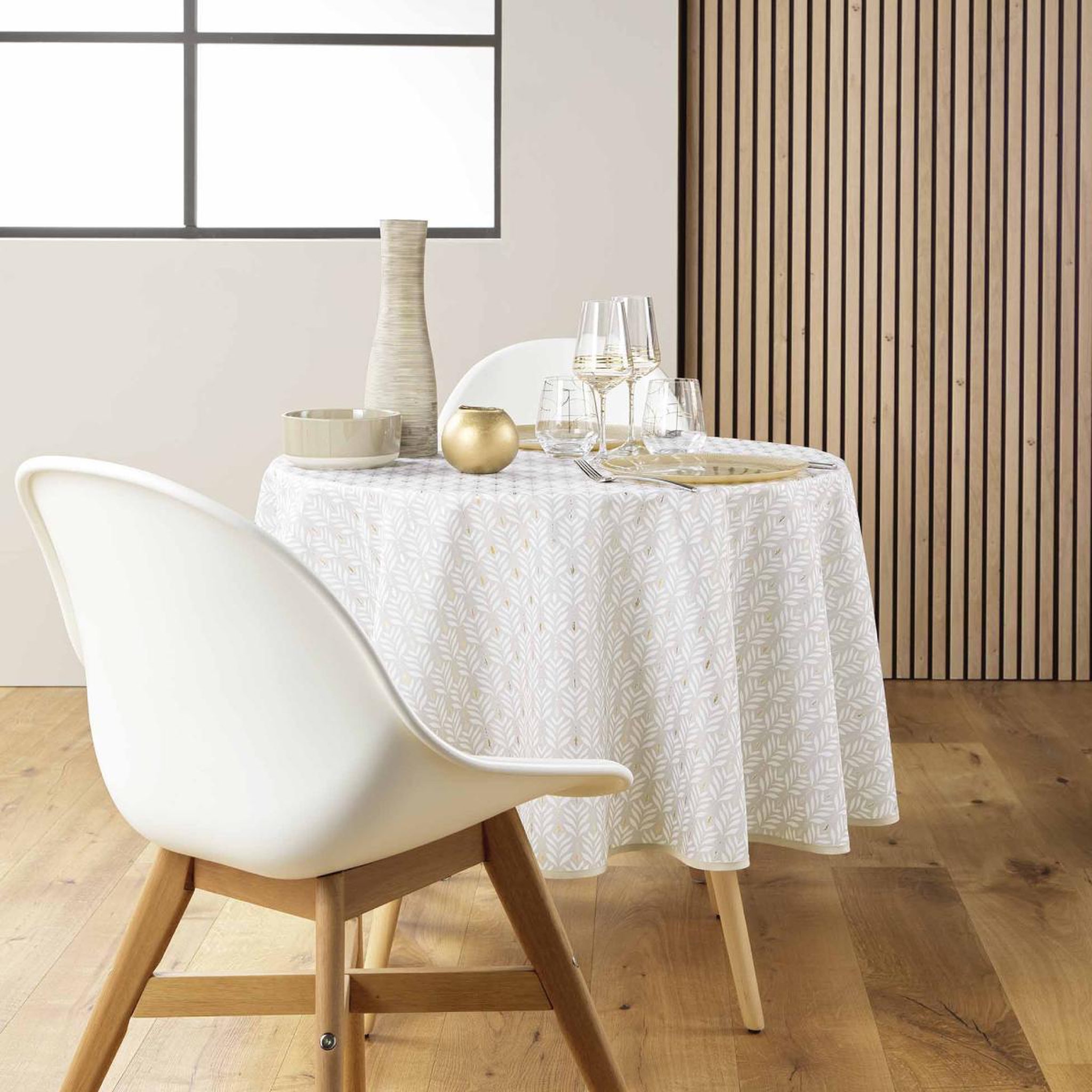 Voir la diapositive 2 : Douceur d'Intérieur Nappe ronde imprimé  piana  180cm naturel