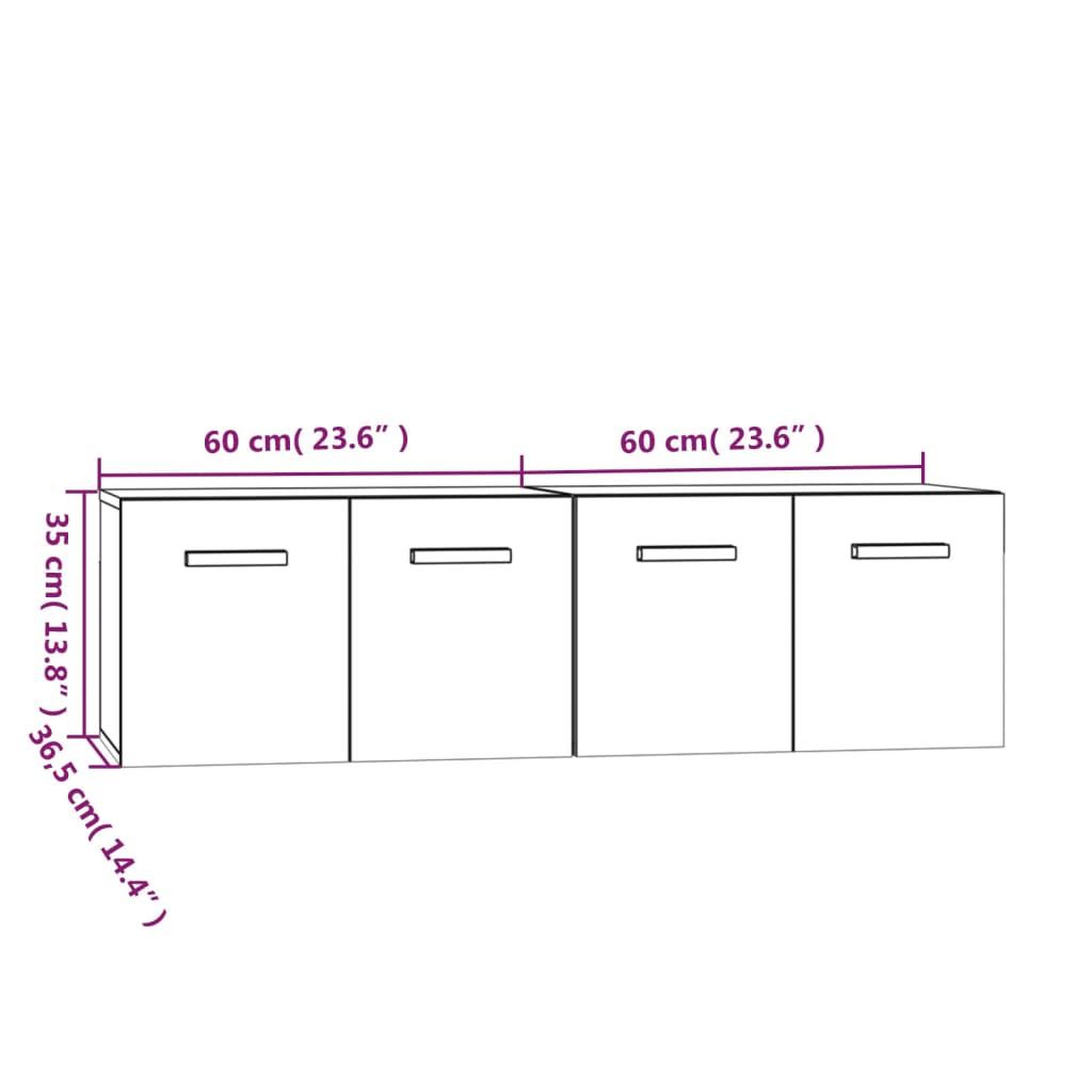 Voir la diapositive 6 : VIDAXL Armoires murales 2 pcs Sonoma gris 60x36,5x35 cm Bois