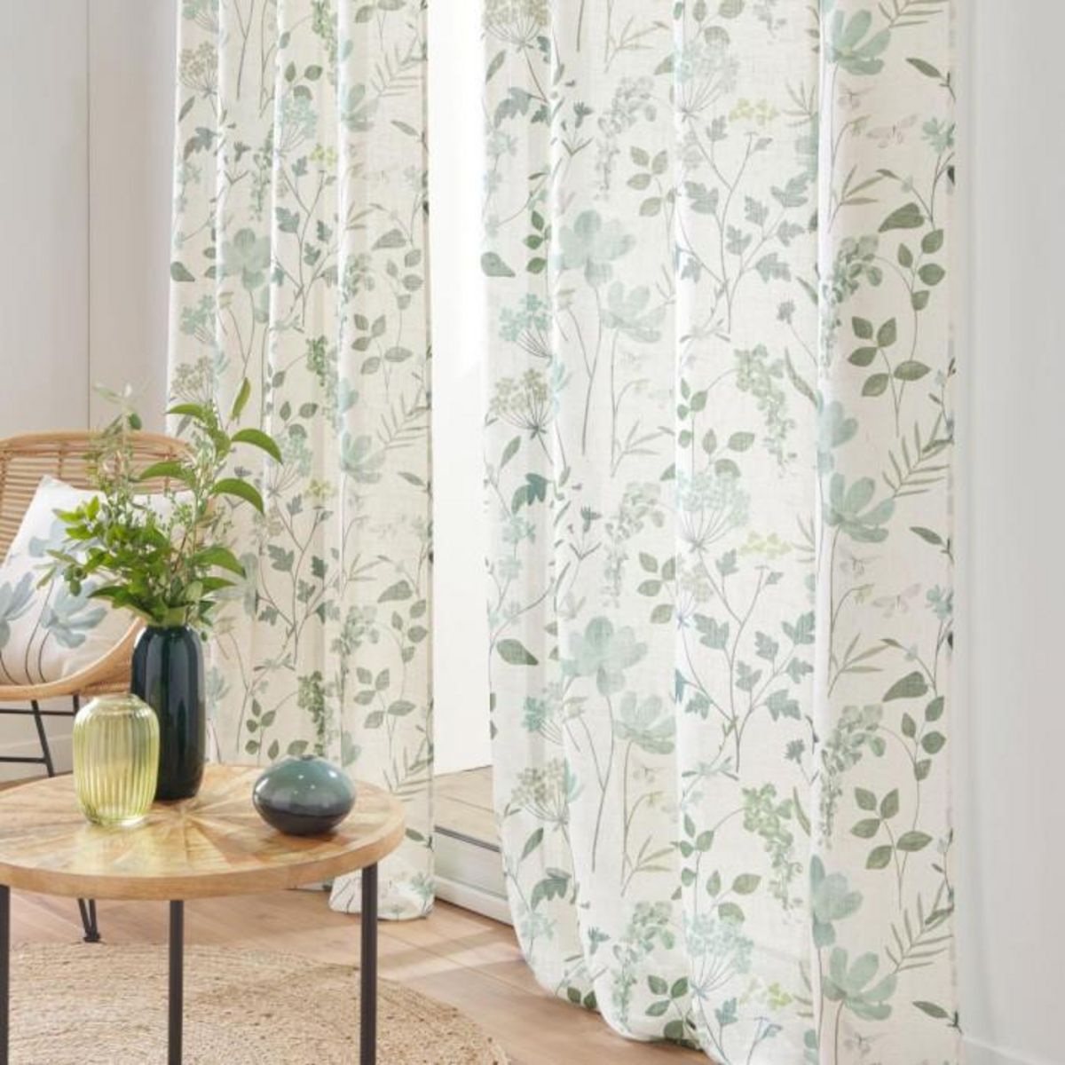 Paris Prix Rideau à Œillets Imprimé  Palmiflore  140x280cm Vert