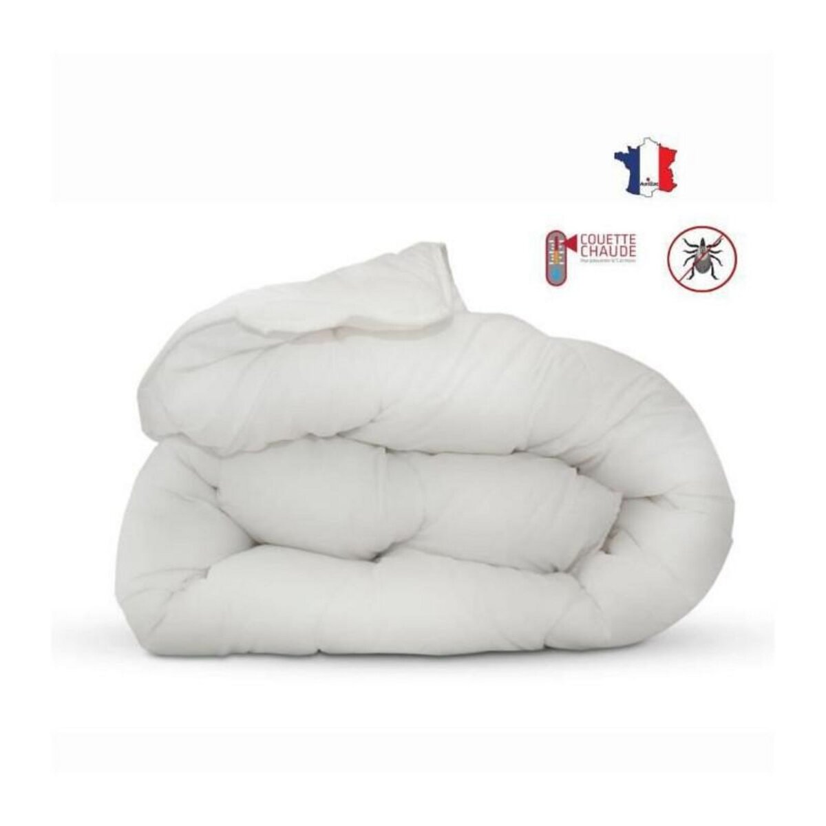 ABEIL Couette anti-acariens - 220 x 240 cm - Chaude - 400 g/m2 2 personnes - Blanc - ABEIL