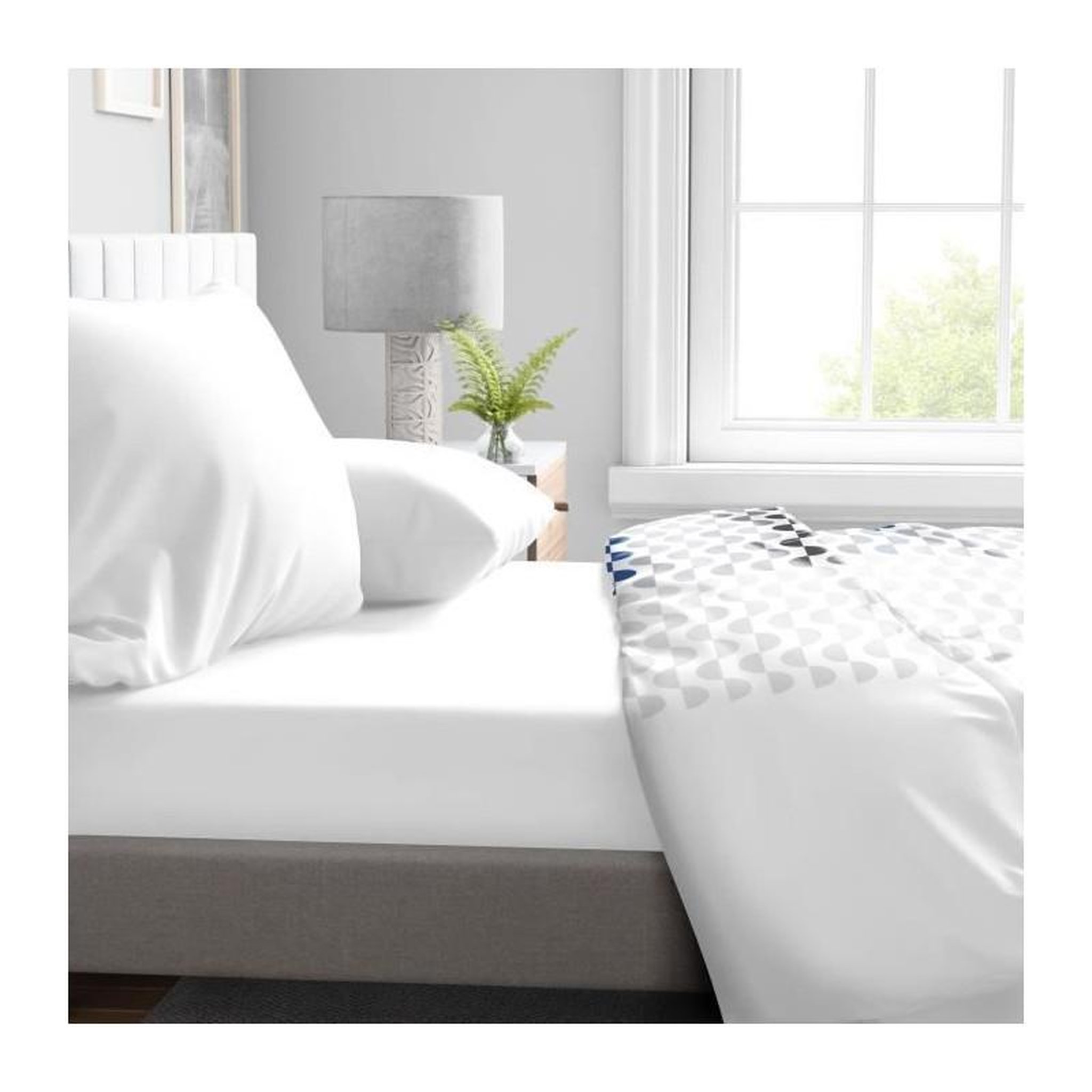 Voir la diapositive 2 : HOME LINGE PASSION Drap housse - HOME LINGE PASSION - HP71764 - 140 x 190 cm + 30 cm bonnet - Microfibre - 82 g - Blanc