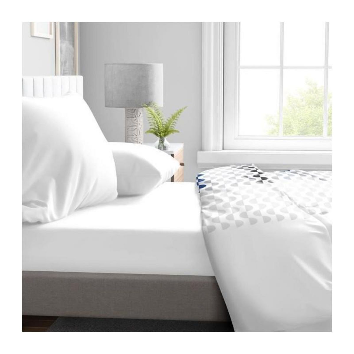 HOME LINGE PASSION Drap housse - HOME LINGE PASSION - HP71764 - 140 x 190 cm + 30 cm bonnet - Microfibre - 82 g - Blanc