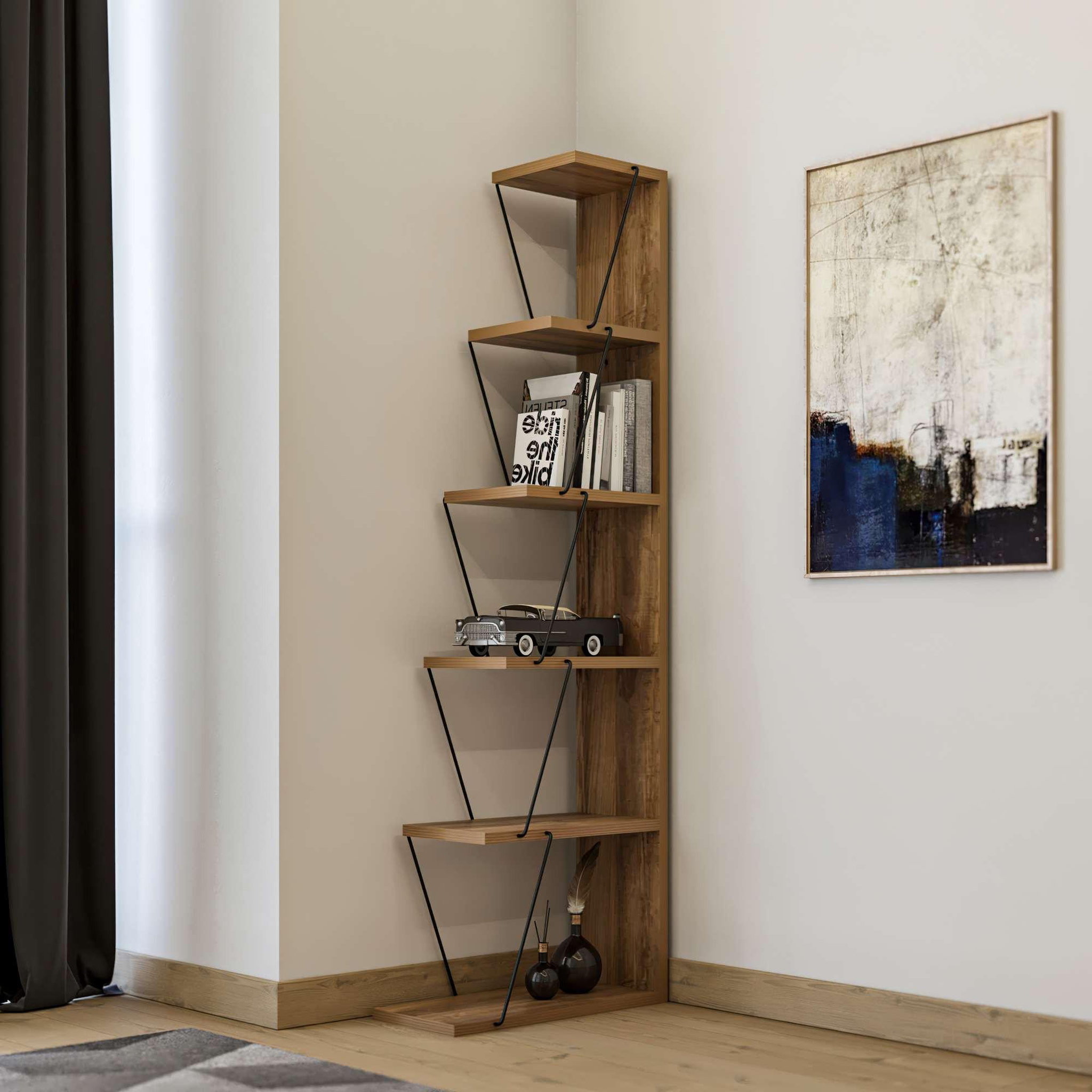 Voir la diapositive 2 : Habitat et Jardin Bibliothèque en bois  nove  - 50 x 22 x 150 cm - marron
