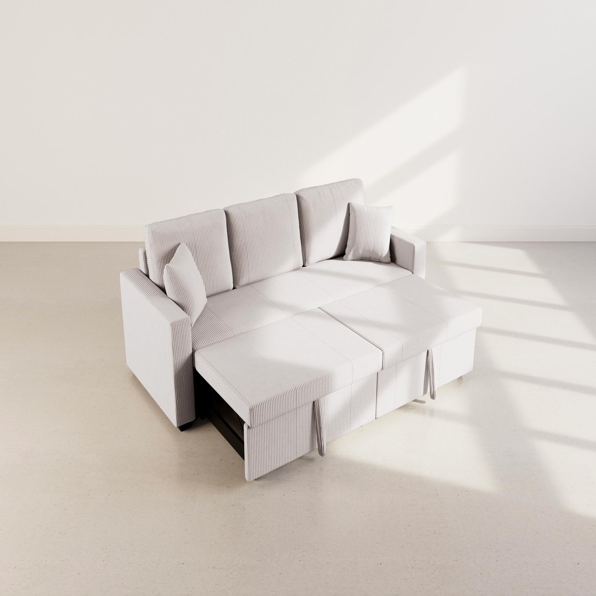 Voir la diapositive 4 : BEST MOBILIER Cyrus - canapé droit 3 places convertible en velours côtelé