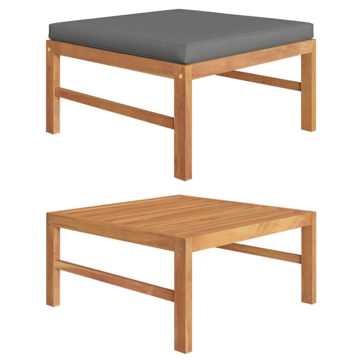 VIDAXL Repose-pied avec coussin gris fonce Bois de teck massif