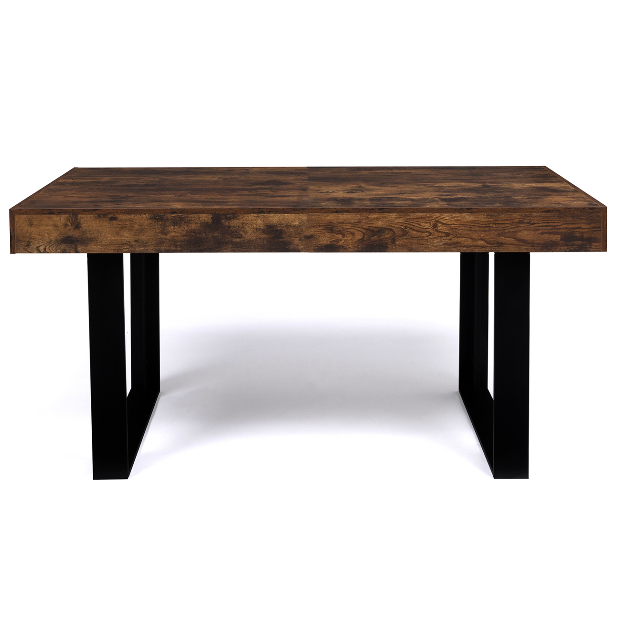Voir la diapositive 3 : ID MARKET Table à manger rectangle phoenix 6 personnes bois effet vieilli et noir 160 cm