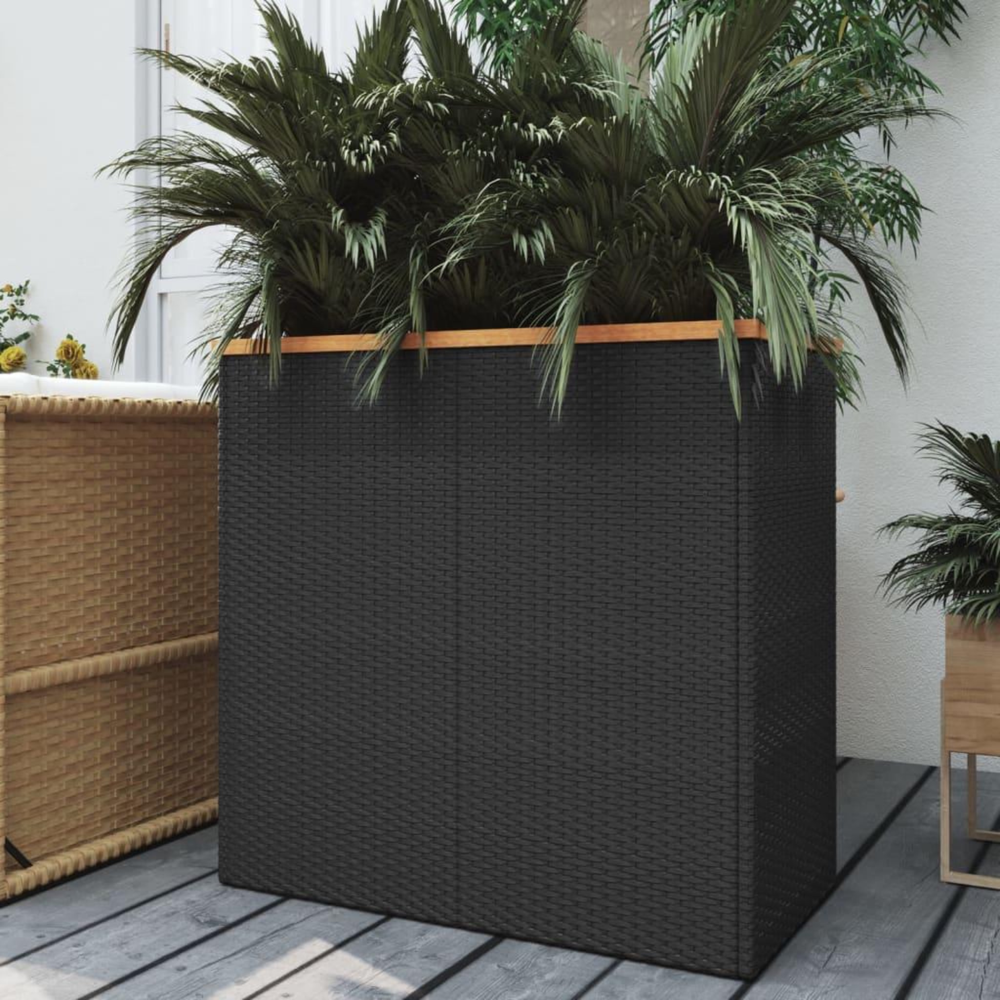 VIDAXL Jardiniere noir 80x40x80 cm resine tressee