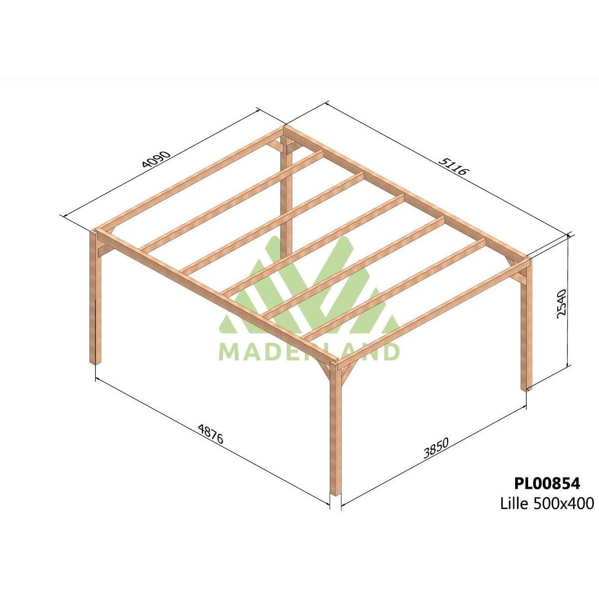 JARDIDECO Pergola en bois lamellé-collé Lille 500 x 400 cm - Maderland