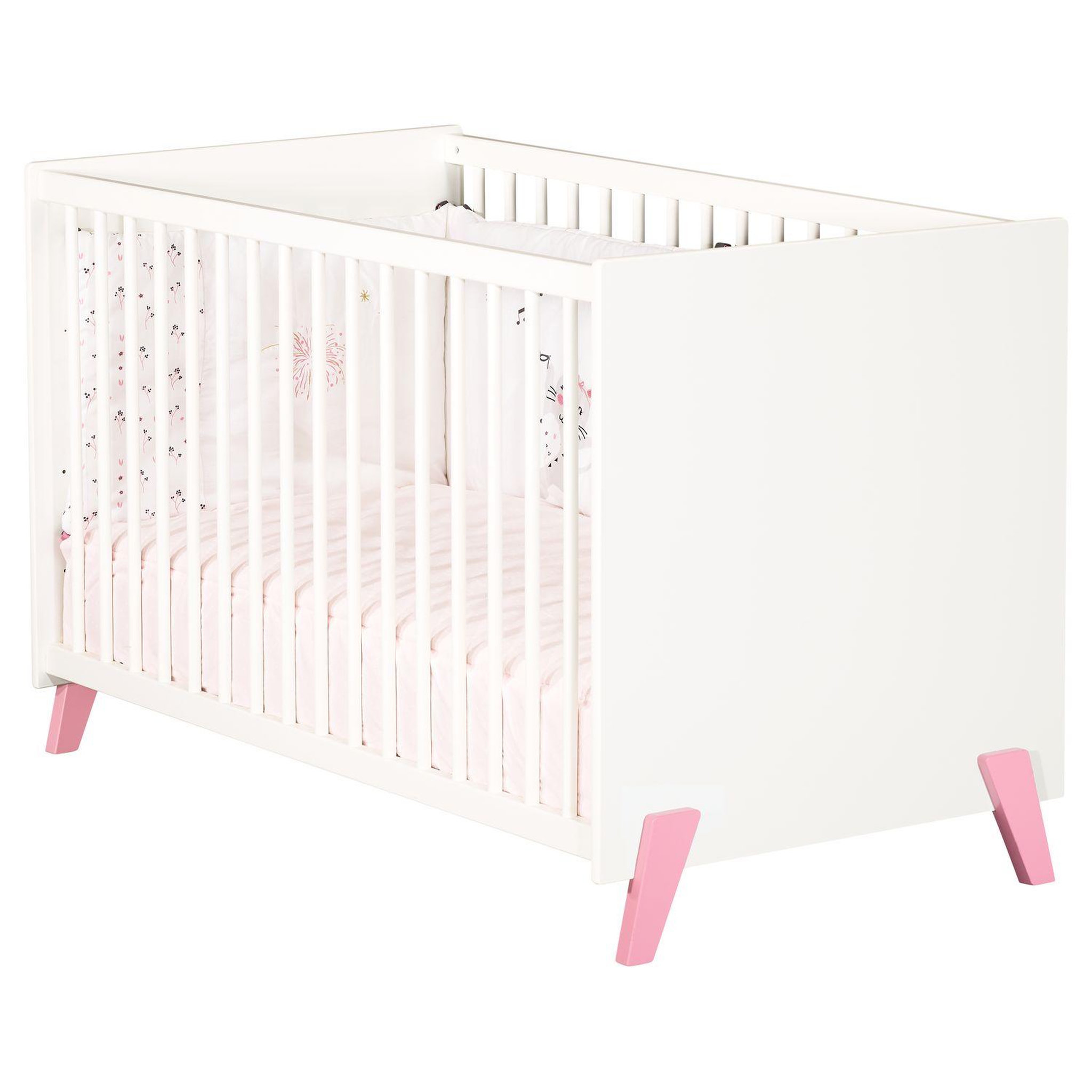 Voir la diapositive 1 : BABY PRICE  Lit bébé sommier réglable 60x120cm JOY coloris rose 