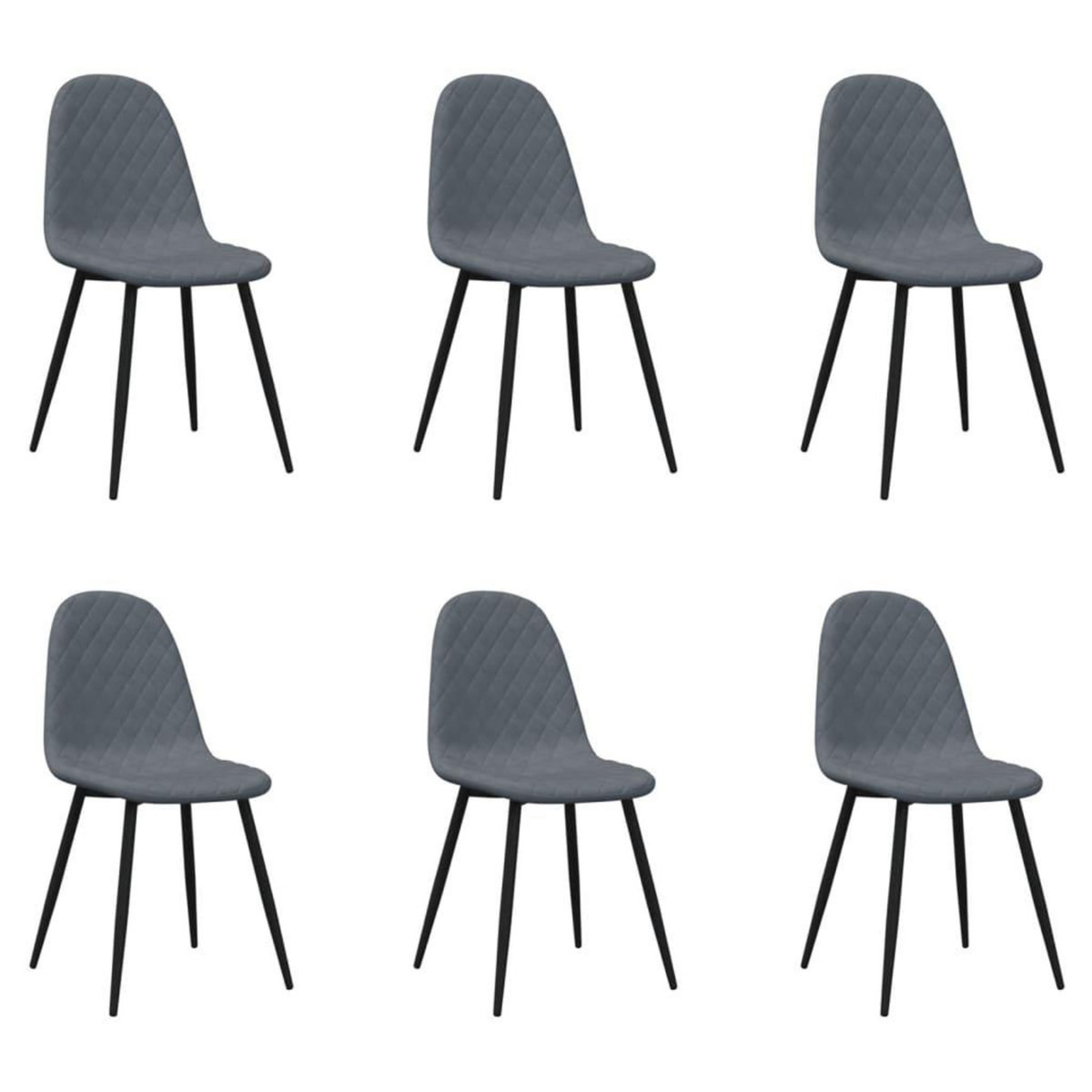VIDAXL Chaises a manger lot de 6 gris fonce velours