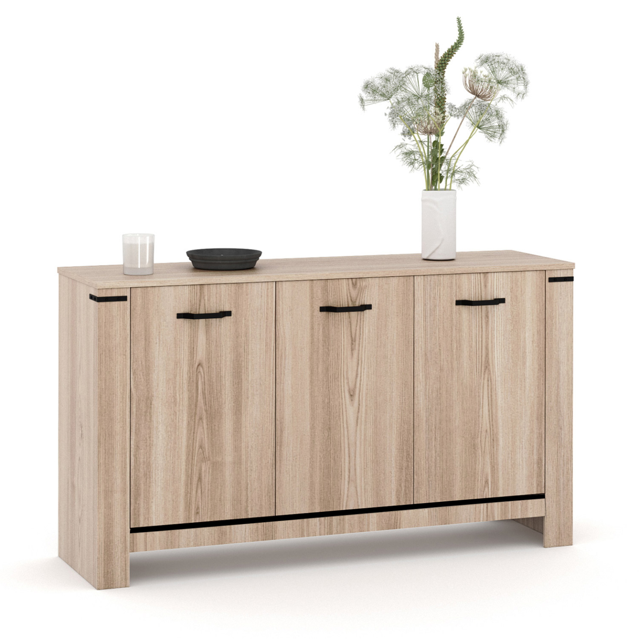 ID MARKET Buffet 140 cm idaho 3 portes design contemporain