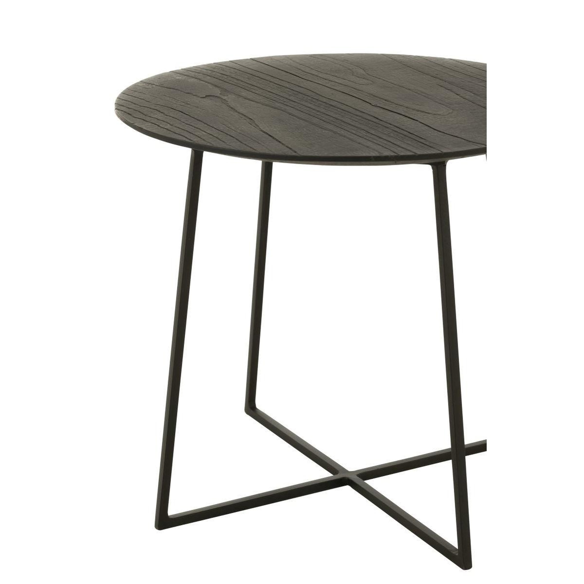 Voir la diapositive 5 : J-LINE Table d'appoint en teck  lucille  45cm noir