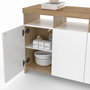 Voir la diapositive 6 : ID MARKET Buffet 140 cm MALO bois façon hêtre et portes blanches